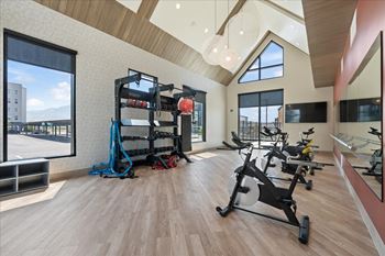 Exercise bikes in gym